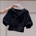 Youthful Petite Puff Sleeve Short Sleeve Lapel Collar Shirt + Jacket + Tee
