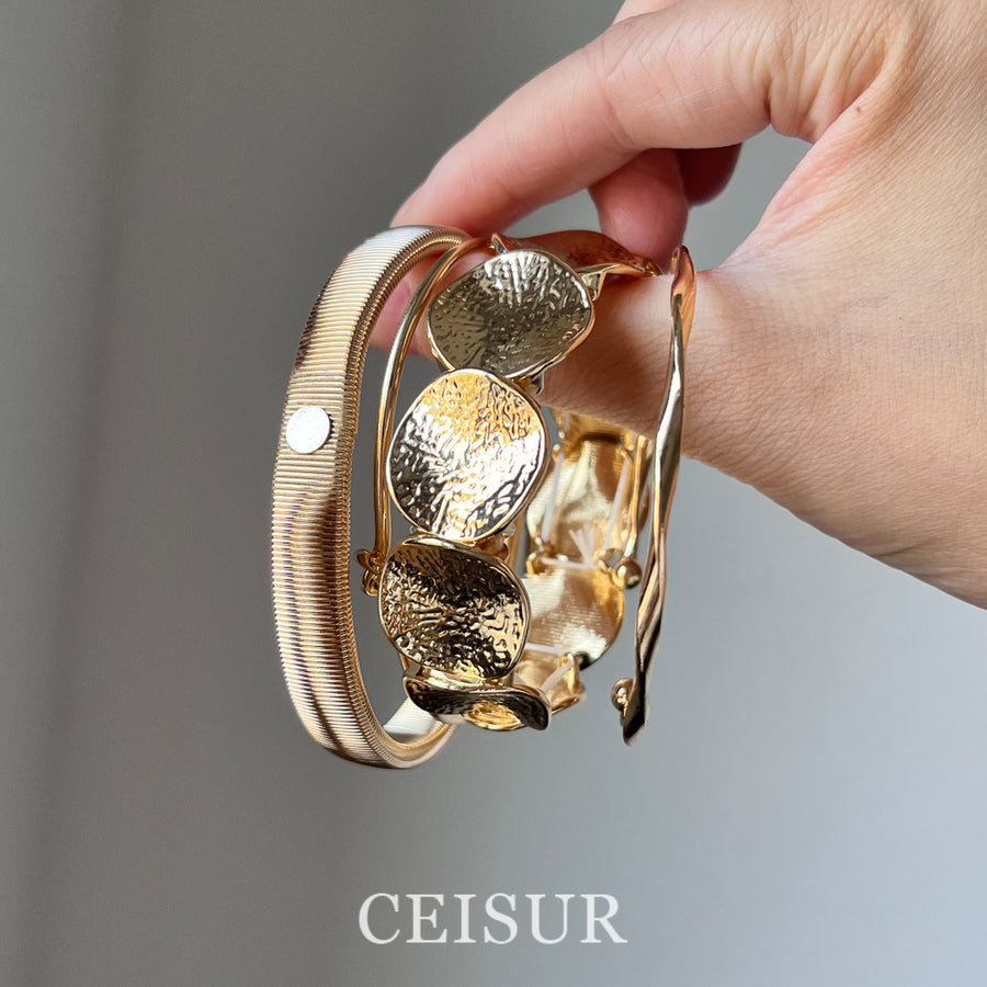 Vintage Irregular Wave Open Cuff Bracelet - view 6