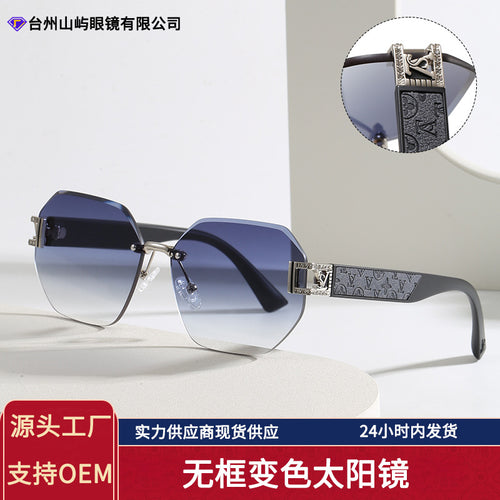 2026 New Women Sunglasses Premium Fashionable Glasses Overseas Rimless Photochromic Trendy sunglasses