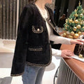 Women's Fall-Winter Chanel-Style Fashion Knit Loose Cropped Cardigan + Jacket 2026 - Milk White
