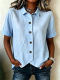 Summer Casual Short Sleeve Asymmetric Shirt