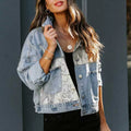 Women's Fall-Winter Long Sleeve Patchwork Leopard Jacket 2026 | Trendy Jacket - Blue