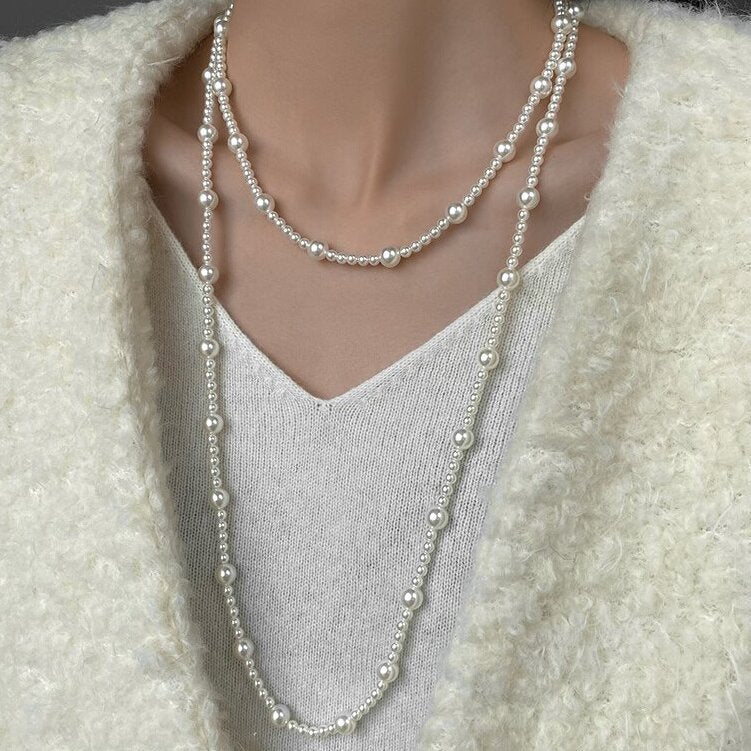 Long Pearl Sweater Chain Necklace - view 3
