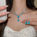Vienna Old Dream Crystal Color Gem Oval Round Jewelry Set Imperial Breeze Banquet Necklace Light Luxury Niche Necklace