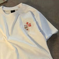 white short-sleeved xinjiang pure cotton men's t-shirt summer korean style trendy men's loose round