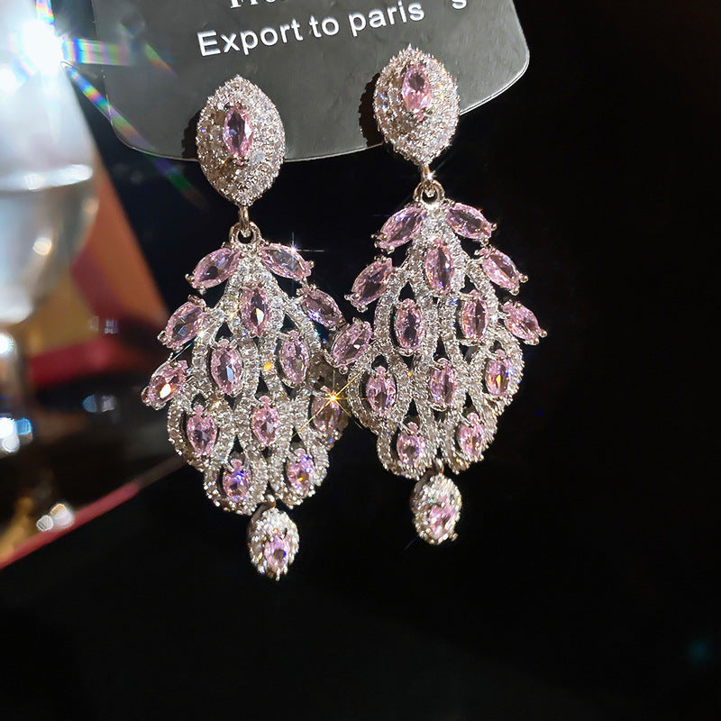 Rhinestone Flower Pearl Statement Earrings - view 12