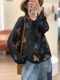 Women's Spring-Summer Casual Fashion Linen Cotton Printed Lightweight Loose Cardigan - Pink
