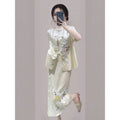 Summer New Chinese Unique Acetate Vest + Jacket + Skirt + Top Set