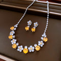 Pink Cubic Zirconia Flower Necklace K Gold Breeze Premium Banquet Clavicle Chain Light Luxury Versatile Luxury Ambient Feel Necklace