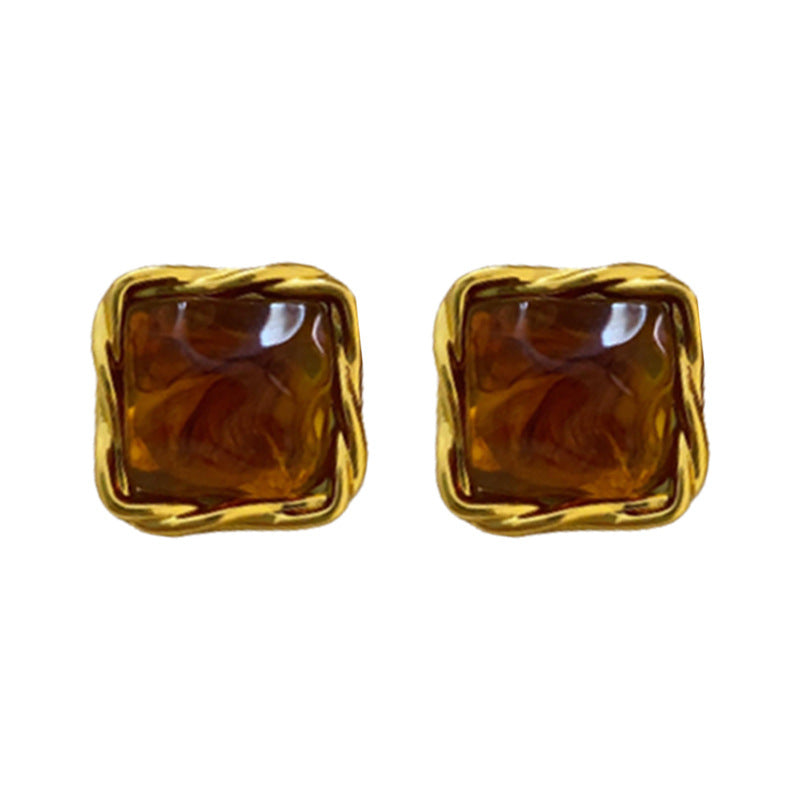 Brown Heart Oval Statement Earrings - view 5