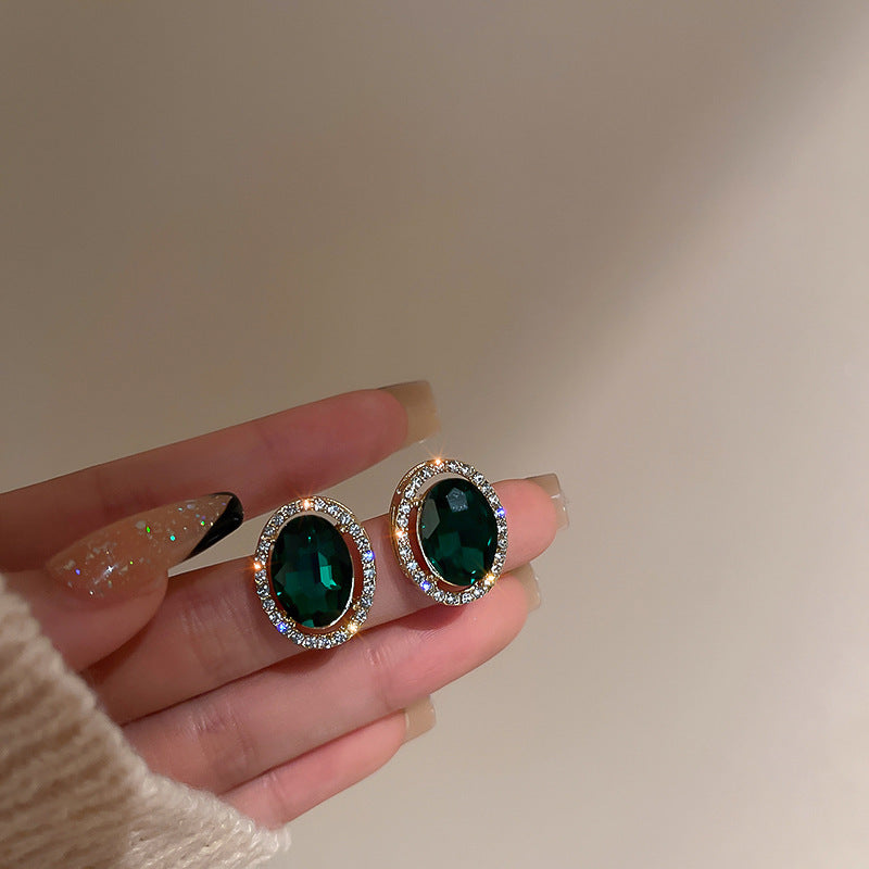 Green Floral Silver-Post Stud Earrings – Korean-Inspired Style - view 11