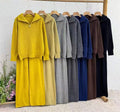Fall-Winter Casual Knit Wool Stand Collar Wide Leg Sweater + Pants 2-Piece Set