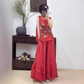Women's Summer Artistic Retro Ramie Embroidered Loose Straight Leg Wide Leg Pants + T - Tank