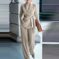 Fall Casual Fashion Tie-Front Pants + Top 2-Piece Set