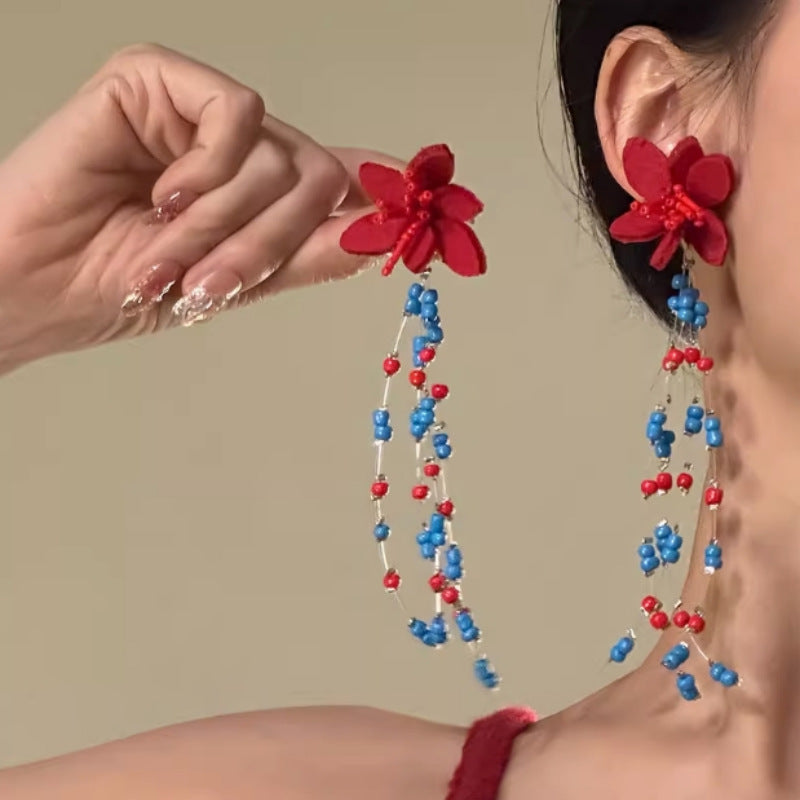 Colorful Star Tassel Drop Earrings - view 10