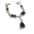 Imperial Breeze Rhinestone Geometric Square Teardrop Stud Earring Necklace Set Fashionable Clavicle Chain Light Luxury Premium Necklace Women