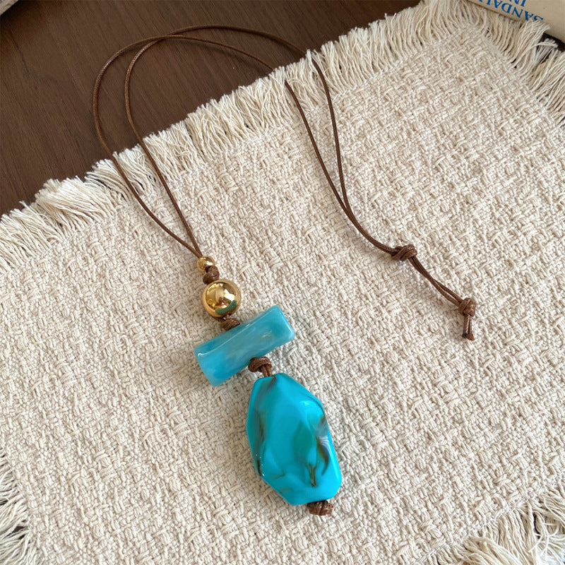 Acrylic Oval Pendant Cord Necklace - view 6