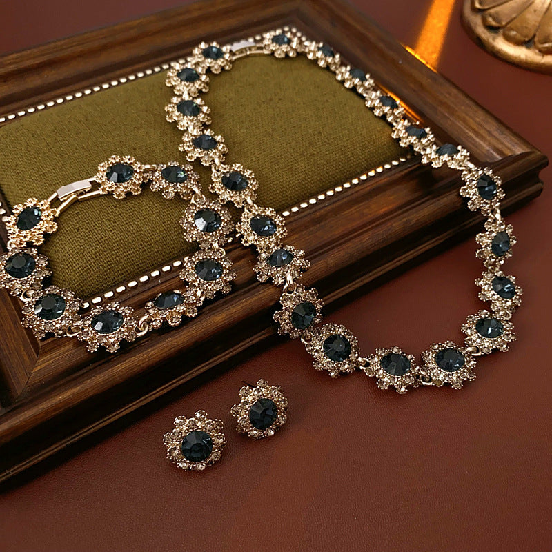 Vintage Rhinestone Floral Jewelry Set - view 3