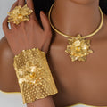 Overseas Middle East Dubai Cutout Flower Silk Flower Imperial Breeze Versatile Necklace Bangle Ring Set Wedding Bride