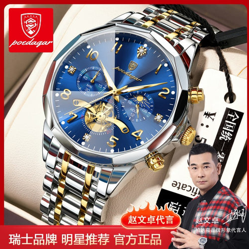 Swiss Brand Trendy Multifunction Mens Watch Waterproof Glow Quartz Watch Live Export Bestseller Drop Ship