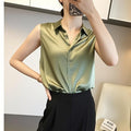 Women's Summer Professional French Acetate Satin Sleeveless Shirt 2026 - Gray