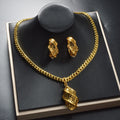 Overseas Bestseller Middle East Bestseller Cutout Long Wall Pattern Special Color Design Premium Necklace Pendant Earrings Bride Set