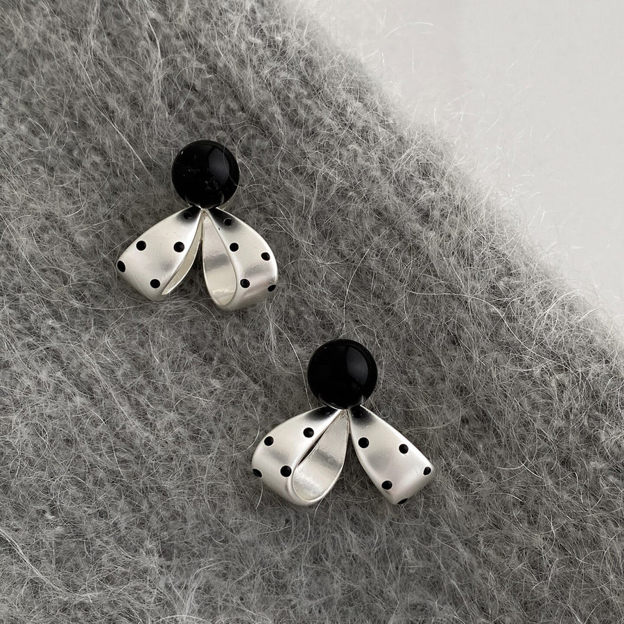 Minimalist Polka Dot Bow Stud Earrings - view 6