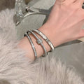 Light Luxury Premium Full Diamond Bangle Women Silver Titanium Fade-Resistant Bangle Bracelet New Couples Hand Jewelry Item