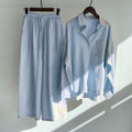 Women's 2026 Retro Plus Size Linen Cotton High Waist Loose Shirt + Pants 2-Piece Set - Pink