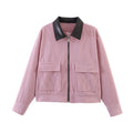 Women's Fall Casual Fashion Patchwork Jacket 2026 | Trendy Jacket - Lotus Pink