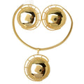 Overseas EU/US Import Metal Breeze Women Geometric Round Necklace Earrings Set Niche Round Band Pendant Design