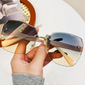 New Fashionable Rimless Beveled Women Sunglasses Trendy UV-Proof Men Sunglasses Ocean Lens Gradient Sunshade Glasses