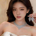 Eden Piece Light Heavy-Duty Crystal Geometric Leaves Jewelry Set Wedding Banquet Necklace Light Luxury Niche Necklace Women