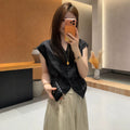 Summer Waist-Tie Pleated Shirt