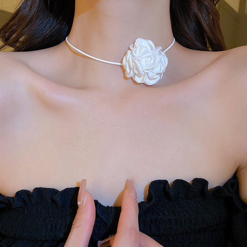 French Rose Ribbon Choker Necklace - view 7