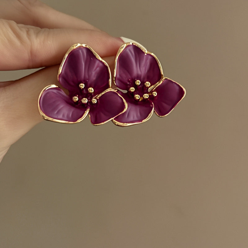 French Enamel Flower Stud Earrings - view 7