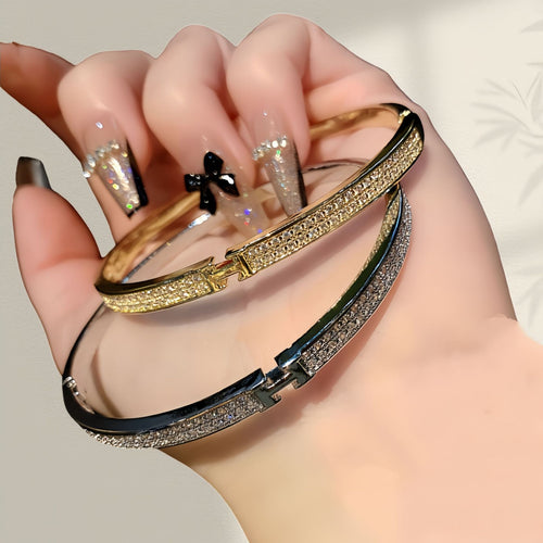 Overseas New Starry Sky h Bangle Fashionable Paris Bridge Set Inlay Full Diamond Bracelet Women Copper Coated 18K Light Luxury Hand Jewelry