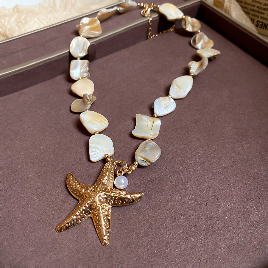 Handwoven Shell and Starfish Necklace - view 10