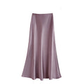 Fall French Elegant Satin High Waist Drapey Skirt