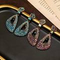 Vintage Geometric Triangle Full Diamond Drop Light Luxury Personality Elegant Feel Earrings Rhinestone Vintage Stud Women