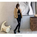 Women's Spring Office Korean Petite Blazer + Top 2026 | Casual Blouse - Red