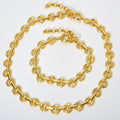 Western Gold Plated Cable Chain O Lettering Clasp Chunky Chain Bracelet Necklace Set Streetwear Hip-Hop Necklace Bracelet Set Wholesale