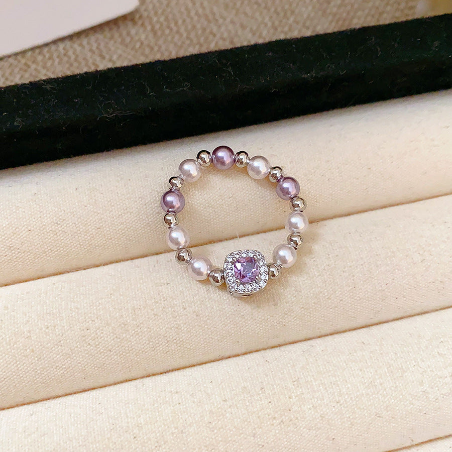 French Pearl Square Zircon Jewelry Set - view 8