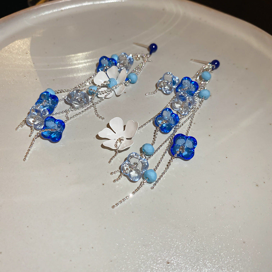 Floral Tassel Statement Earrings - view 8