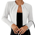 Women's Fall Slimming Versatile Long Sleeve Fitted Cropped Neckline Jacket 2026 - White