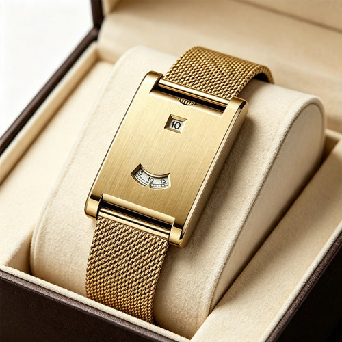 New Square Mens Watch Fashionable No Hand Numbers Waterproof Couples Steel Band Quartz Watch Women Export Factory Lot