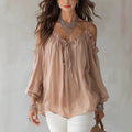 Fall Casual Off-Shoulder Tie-Front Shirt + Camisole