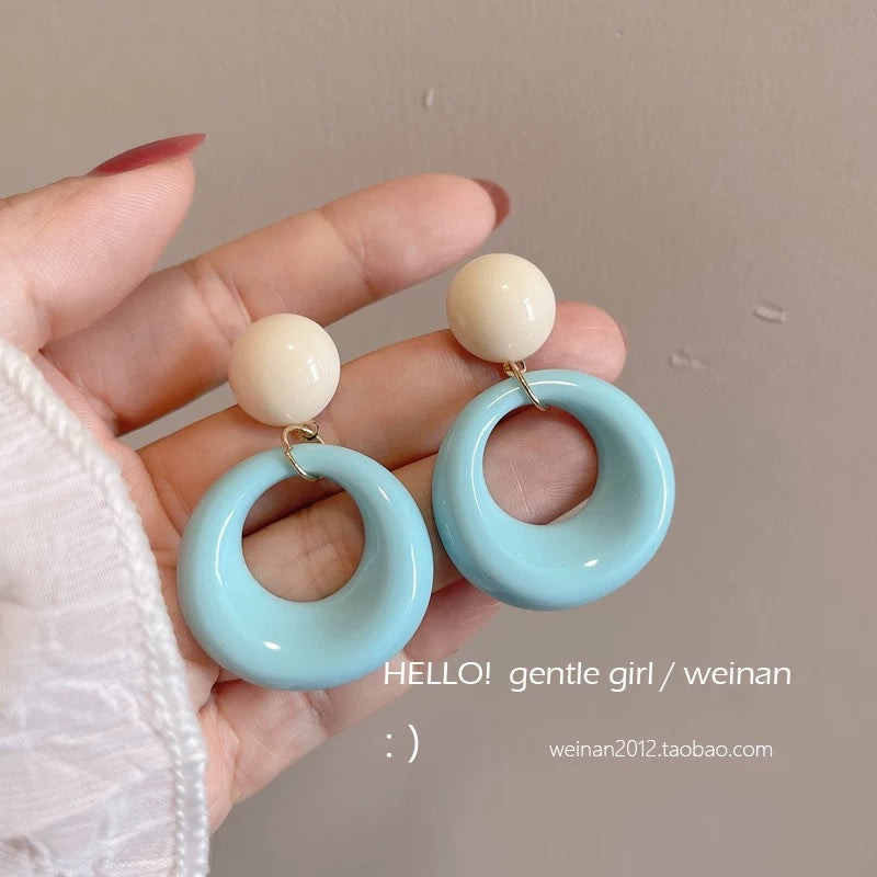 Vintage Color-Block Round Stud Earrings - view 8