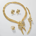 Dubai Overseas Fashionable Cutout Bow Pendant Necklace Bracelet Set Earrings Ring Southeast Asia Women Jewelry Set