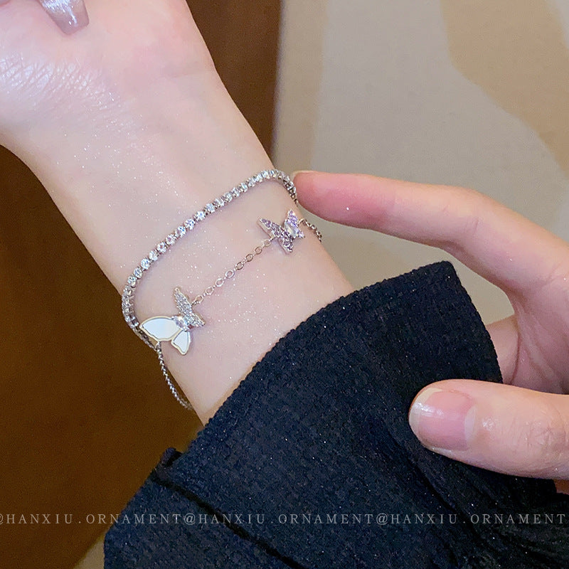Zircon Butterfly Layered Bracelet - view 3